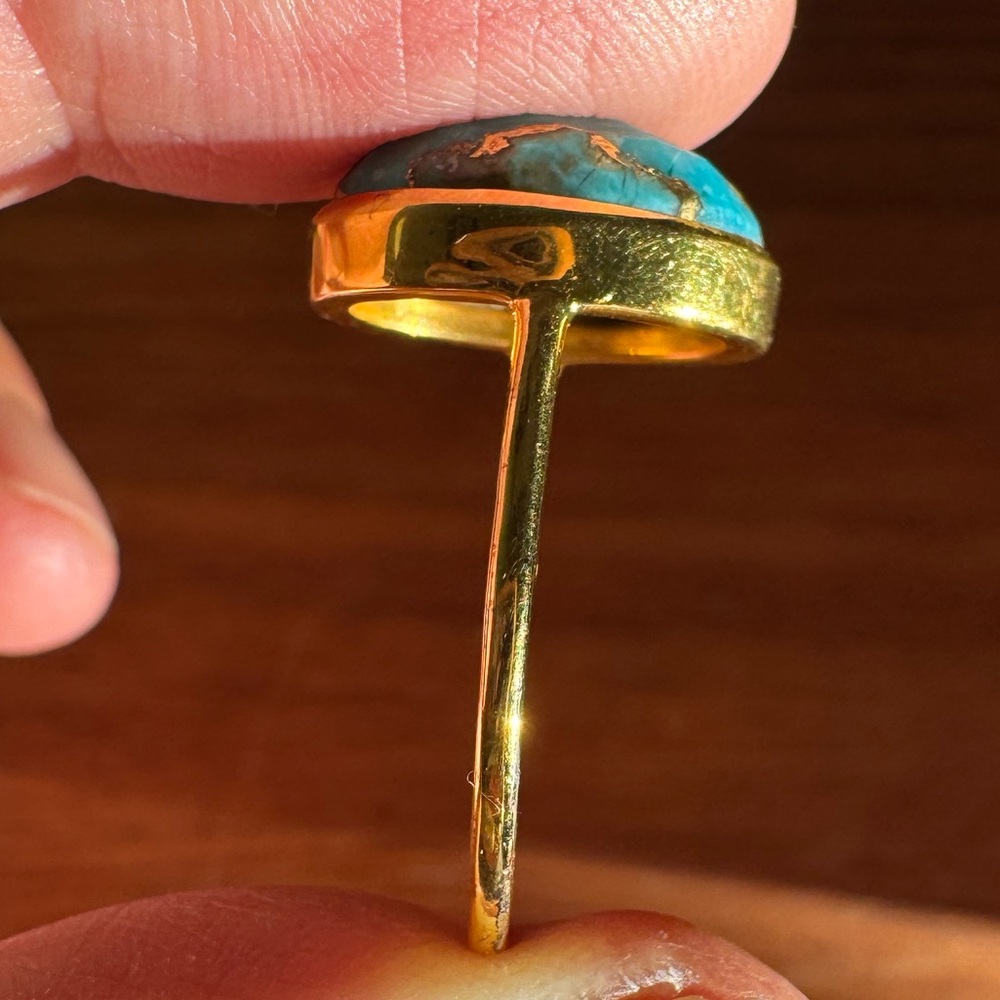 Oyster And Turquoise Statement Ring - image 5